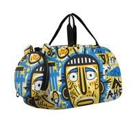 Doodle Abstracto Arte Amarillo Bolsa de Deporte para NatacióN Gimnasio con Compartimento para Zapatos,Bolsa de Viaje Tipo Fin de Semana Bolso de Mano para NiñAs