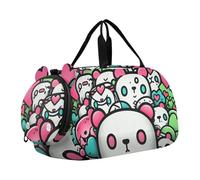 Doodle Abstracto Rosa Pandas Bolsa de Deporte para NatacióN Gimnasio con Compartimento para Zapatos,Bolsa de Viaje Tipo Fin de Semana Bolso de Mano para NiñAs