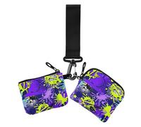 Doodle Art - Carteras de muñeca doble estilo retro de los años 70 para mujer, con cremallera desmontable, con bolsillo con cremallera para mujer, 2 paquetes