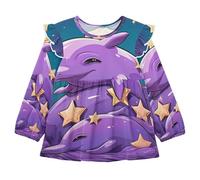 Doodle Arte Lindo DelfíN Camisas Elegantes de Manga Larga,Blusas Casuales para Niñas De 1 a 5 Años