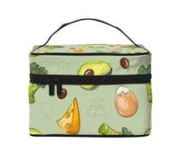 Doodle Brócoli Queso Aguacate, Bolsa de Maquillaje Bolsa de cosméticos Bolsa de artículos de tocador de Viaje portátil Estuche para lápices Bolsa de artículos de tocador