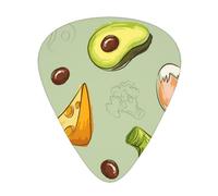 Doodle de brócoli, queso y aguacate,12 púas de guitarra, 3 grosores diferentes para guitarra acústica, bajo y ukelele