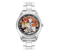 Doodle Dogs and Cats Reloj casual para hombre con correa de acero inoxidable de aleación de cuarzo