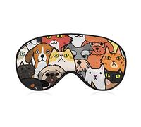 Doodle Dogs and Cats Sleeping Eye Mask Sombra de ojos con correa ajustable Venda para los ojos para viajes en avión