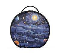 Doodle Espacio Luna Arte Bolsa de Maquillaje Organizador de Circular Cosméticos Bolsas Creatividad con Divisor Ajustable para Mujeres
