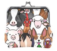 Doodle Farm Animals Faces Monederos y bolsas para mujer con cierre de beso para niñas, Caras de animales de granja Doodle, UNITALLA, Classic, Caras de animales de granja Doodle, UNITALLA, Classic
