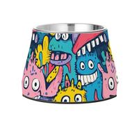 Doodle Funny Cute Monsters - Cuencos de comida para mascotas, cuencos de acero inoxidable mejorados para amar la fatiga de los bigotes de mascotas