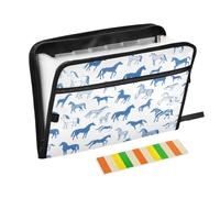 Doodle Horse - Organizador de archivos de acordeón azul con 13 bolsillos, carpeta expandible con etiquetas, soporte para documentos de recibos