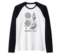 Doodle Line Art Conchas Marinas Cerdeña Italia Bombardeo Camiseta Manga Raglan