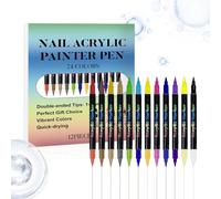 Doodle Nail Pens - Juego de 12 marcadores de secado rápido de doble punta | Bolígrafos de pintura para uñas, colores vibrantes, creatividad para salón en casa