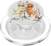 Doodle Perros Bailando Enamorados con Taza de café por la mañana PopSockets PopGrip para MagSafe