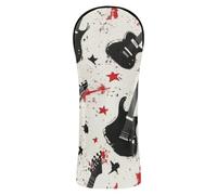 Doodle Rock Guitar Stars Juego de funda para palos de golf, accesorios de cuero de primera calidad con etiquetas de números para conductor Fairway Wood Hybrid