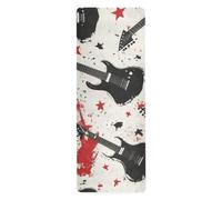 Doodle Rock Guitar Stars Yogamat de 1 mm para gimnasio en casa impreso, antideslizante, toalla mate de yoga antideslizante con bolsa de 71 x 26 pulgadas