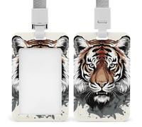 Doodle Tiger - Soporte vertical para tarjetas de identificación con cordón, resistente al agua, soporte para tarjetas de trabajo, protector para enfermera, oficial de profesor, personal de seguridad