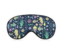 Doodles Underwater Sea Horse Dolphin Sleeping Eye Mask Sombra de ojos con correa ajustable Venda para los ojos para viajes en avión