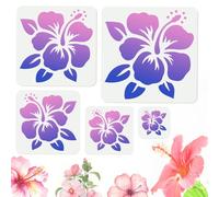 Doodlream 5 plantillas de flores de hibisco para pintar combinaciones de flores, plantilla de dibujo, plantilla de pintura para manualidades, decoración del hogar, tarjetas de leña, diario, lienzo, 30