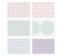 DOODLREAM 6 plantillas Sashiko de 29,7 x 21 cm, reutilizables, de plástico, geométricas, para acolchar a mano, coser o pintar en madera, pared, tela, vidrio, muebles, diario, álbumes de recortes