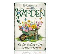 DOODLREAM Cartel de metal "planta de jardín" retro decoración de pared To Plant A Garden Is To Believe In Tomorrow Vintage Wall Art Poster Hogar Patio Invernadero Decoración de Patio Jardín