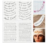 DOODLREAM Estabilizadores de costura a mano solubles en agua, frases en inglés, 21 x 29,7 cm, oraciones motivacionales, estabilizadores de patrones de bordado, 4 hojas de palabras familiares y