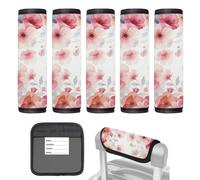 DOODLREAM Paquete de 5 fundas para maleta, diseño floral de acuarela | Fundas de neopreno para manijas de maleta con etiquetas para crucero, avión y accesorios de vuelo