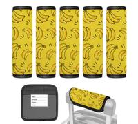 DOODLREAM Paquete de 5 fundas para maletas con patrón de plátano | Fundas de neopreno para manijas de maleta con etiquetas para crucero, avión y accesorios de vuelo
