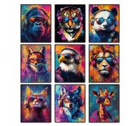 DOODLREAM Paquete de 9 lienzos de graffiti coloridos impermeables sin marco, decoración de pared de 8 x 10 pulgadas, póster de lona para videojuegos, león, tigre, panda, perro, para decoración del