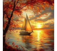 Doofeyaa 5D Diamond Painting Adultos, Pintura de Diamantes Otoño, Océano Diamond Painting Kit Completo, Diamante Cristal Artes Bordado Punto de Cruz Diamante Dibujos para Principiantes 60x60cm G8-789