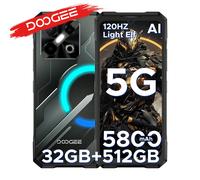 DOOGEE Blade GT Pro 5G Rugged Phone 6.72'' 120Hz 32GB(12+20) 512GB 10.5mm Ultra-thin LED light Effect 100MP AI Camera Cellphone 12GB 512GB Black