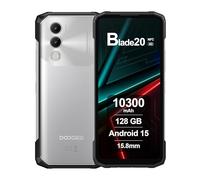 DOOGEE Blade20 Móvil Resistente Android 15, 10300mAh, 20GB RAM+128GB ROM, Pantalla 6.6" HD+ 90Hz IPS, 16MP AI Camara, Octa Core, Triple Slot, NFC, Telefonos Movil Rugerizado Libres, 2025, Plata