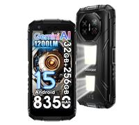 DOOGEE Fire 3 MAX 4G Telefono Irrompible,1200LM Luz de Camping,8350mAh 18W,32GB+256GB/2TB Android 15 Movil Indestructible,5.5" HD+60Hz,48MP AI Cámara Móvil Rugerizado,NFC/Widevine L1/3.5 mm (Gris)