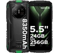 DOOGEE Fire 3 Ultra Movil Irrompible Android 15, 5.5" HD+ 8350mAh Batería Móvil Rugerizado, 24GB+256GB/2TB Octa-Core T7200, 16MP+8MP, IP68/Face ID/Huella Dactilar/OTG/NFC/Dual SIM 4G Móvil Resistente