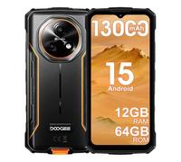 DOOGEE Fire 5 Móvil Resistente 4G, 13000mAh 10W, Android 15 Móvil Irrompible,6.6''HD+90Hz, 16MP+8MP AI Cámara, 12GB+64GB/2TB, IP68/NFC/OTG/3 Slot/Face ID/GPS (Naranja)