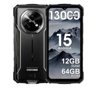 DOOGEE Fire 5 Móvil Resistente 4G, 13000mAh 10W, Android 15 Móvil Irrompible,6.6''HD+90Hz, 16MP+8MP AI Cámara, 12GB+64GB/2TB, IP68/NFC/OTG/3 Slot/Face ID/GPS (Negro)