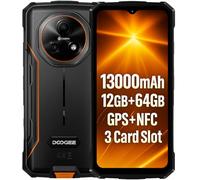 DOOGEE Fire 5 Móvil Rugerizado, 13000mAh, 12GB RAM+64GB ROM, 6.6" HD+ 90Hz, 13MP AI Camera, IP68/IP69K, Android 15, Octa-Core, Dual SIM, NFC, Telefonos Resistente Agua y Golpes, para Exteriores