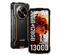 DOOGEE Fire 5 Pro 4G Móvil Resistente,20GB+128GB/2TB,13000mAh 18W Android 15 Móvil Irrompible,6.6''HD+90Hz,13MP+8MP AI Cámara,Helio G81/IP68/NFC/OTG/3 Slot/Face ID/GPS (Naranja)