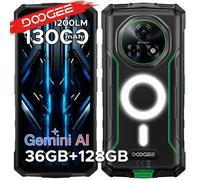 DOOGEE Fire 5 Ultra, Teléfono Resistente con Doble Linterna para Camping, Pantalla de 6.6 Pulgadas, Batería de 13000 mAh, 36 GB de RAM (6+30), 128 GB de ROM, Google Pay, NFC, Helio G81, Teléfono 6GB 1