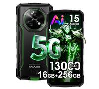 DOOGEE Fire 7 5G Móvil Resistente 2026,13000mAh 18W,16GB+256GB/2TB Android 15 Móvil Irrompible,64MP+16MP AI Cámara,6.6''HD+90Hz,IP68/NFC/OTG/3 Slot/Face ID/GPS (Verde)