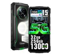 DOOGEE Fire 7 Pro 5G Telefono Irrompible,Función POC,13000mAh/33W,32GB+256GB/2TB Android 15 Movil Indestructible,6.6''HD+ 90Hz,64MP AI Cámara Móvil Rugerizado,1200LM Camping/3 Slot/NFC/3.5mm (Verde)
