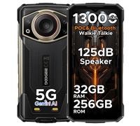 Teléfono Resistente DOOGEE Fire 7 Ultra 5G con Altavoz de 125dB, Compatible con POC, Pantalla de 6.6'', Batería de 13000mAh, 8GB 256GB, Android 15, Smartphone con NFC 8GB 256GB Golden