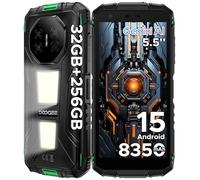 DOOGEE Fire3 MAX Telefono Movil Irrompible Android 15, Movil Indestructible 8350mAh, 30GB RAM+256GB ROM/2TB, 5.5" HD, Gemini AI, Cámara 40MP+20MP+8MP, IP68IP69K/1200LM Luz de Camping Smartphone/NFC