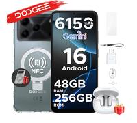 DOOGEE Note56 Plus Edición VIP Android 16 Gemini AI, batería de 6150 mAh, 48 GB de RAM (6 + 42), 256 GB de ROM, teléfono móvil No TWS Plain