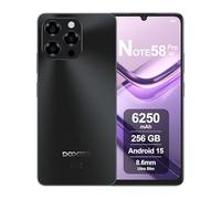 DOOGEE Note58 Pro Móvil 4G Android 15, 32GB RAM + 256GB ROM, Batería 6250mAh, Pantalla 6.75 Pulgadas HD+ 90Hz, AI Camara 16MP, Octa-Core, Dual SIM, NFC, Smartphone Libres, 2025, Negro