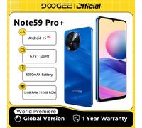 DOOGEE Note59 Pro + 5G Smartphone Android 15 versión Global 6250mAh batería 6,75 ''120Hz pantalla 12GB 512GB teléfono móvil NFC 12GB 512GB Blue