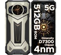 DOOGEE S200 Plus Android 15 Movil Irrompible 5G D7300 4nm, (16+20) 36GB RAM+512GB ROM (TF 2TB), Pantalla Trasera Multifunción de 1,32" 60Hz, 100MP+32MP+20MP Móvil Rugerizado, 10100mAh(33W)/NFC/FaceID