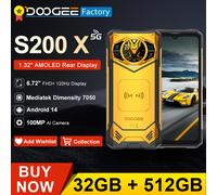 DOOGEE S200 X 5G Smartphone 32GB(12+20) 512GB Teléfono móvil resistente MTK 7050 10100mAh 33W 100MP 6,72" FHD + 120Hz Pantalla IPS Green