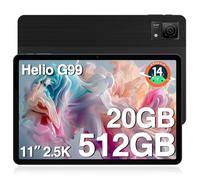 DOOGEE T40 tablet 11 Pulgadas, 2,5K 20GB RAM + 512GB ROM/TF 2TB Android 14, Helio G99 Octa Core PC, Gaming, Sim, 4G Dual SIM/Face ID/8580mAh/16+8MP/BT5/OTG/Type-C,Negro