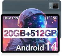 DOOGEE T40 Tablet 11 Pulgadas, 20 GB de RAM + 512 GB ROM/2TB TF, Tablet Android 14, Helio G99 Octa-Core Gaming Tablet, Pantalla de 2,5 K, Dual 4G SIM Tablet PC, 5G WiFi, 8580mAh/18W/16MP/Face