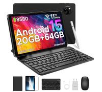 DOOGEE Tab A9+ Android 15 Tablet 11 Pulgadas, Tablet con Teclado y Lapiz, Unisoc T7200, 8580mAh, 20GB RAM+ 64GB ROM (TF 2TB), Tableta para Niños 13MP/FM/Face ID/WidevineL1/OTG/Altavoces Duales/ 3.5mm