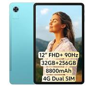 DOOGEE Tab E3+ Tablet Android 15, 12" IPS FHD+ 90Hz, 32GB RAM+256GB ROM/2TB, 8800mAh, 13+5MP Cámara, Octa-Core 6nm, Dual SIM 4G LTE, 4 Altavoces, GPS, Gemini AI, 2025, Azul