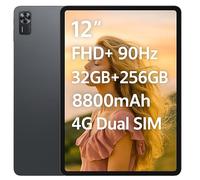 DOOGEE Tab E3+ Tablet Android 15, 12" IPS FHD+ 90Hz, 32GB RAM+256GB ROM/2TB, 8800mAh, 13+5MP Cámara, Octa-Core 6nm, Dual SIM 4G LTE, 4 Altavoces, GPS, Gemini AI, 2025, Gris